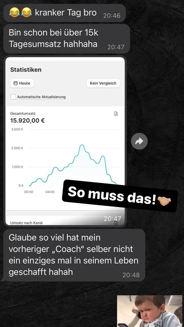 Screenshot: Über 15.000 € an einem Tag