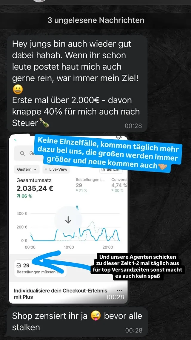 Screenshot: Über 2.000 €, knapp 40 % für ihn