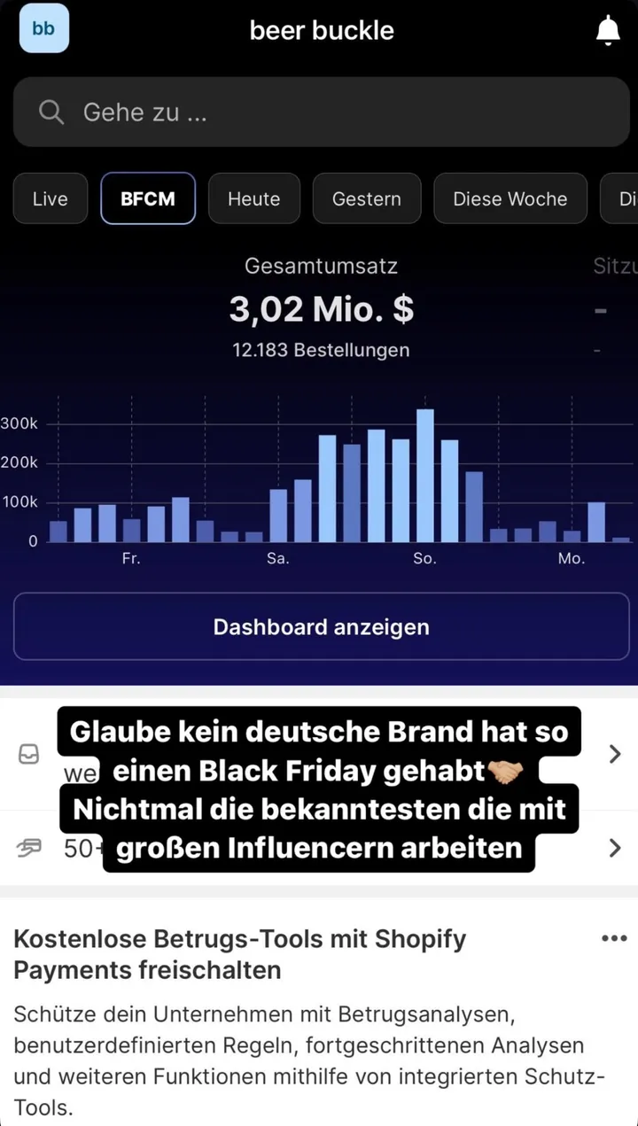 Screenshot: 3,02 Mio. $ an einem Wochenende