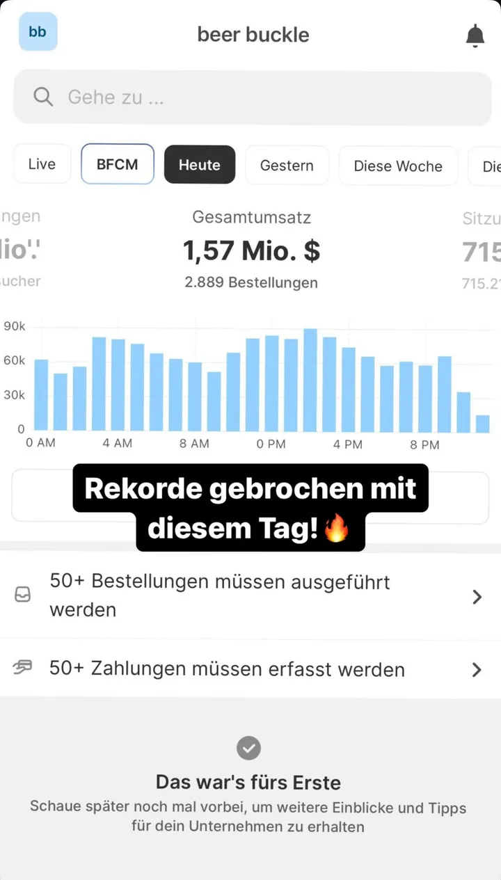 Screenshot: 1,57 Mio. $ an einem Tag